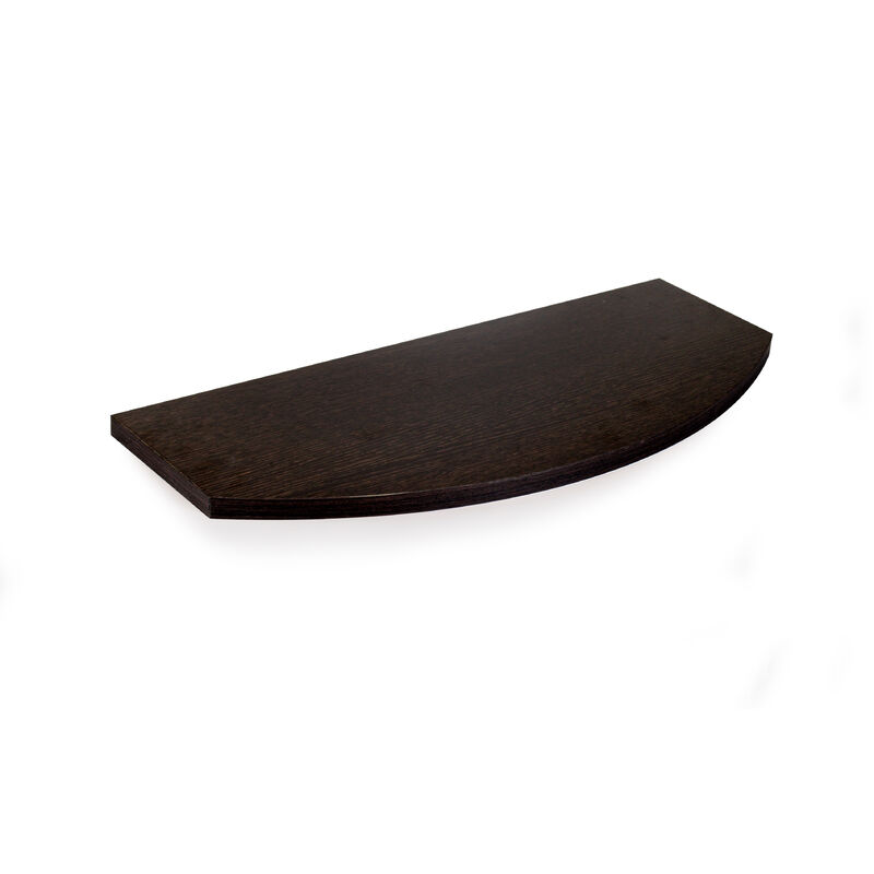 

Estante con un perfil curvo de madera, de estilo clásico, acabado en wengué y 250 mm de profundidad.