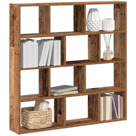 Estante cubo de pared 12 compartimentos madera envejecida