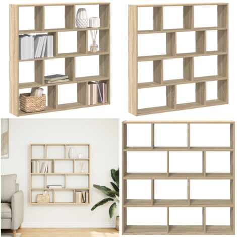 Estante cubo de pared 12 compartimentos madera roble sonoma - Estante de madera - Estante de 12 compartimentos