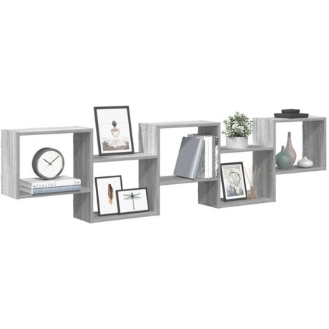 Estante cubo de pared 5 compartimentos madera gris