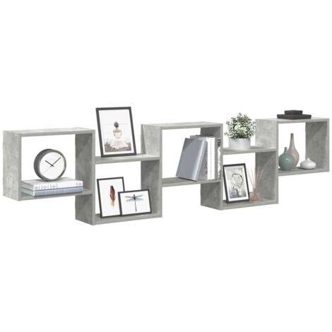 Estante cubo de pared 5 compartimentos madera gris hormigón