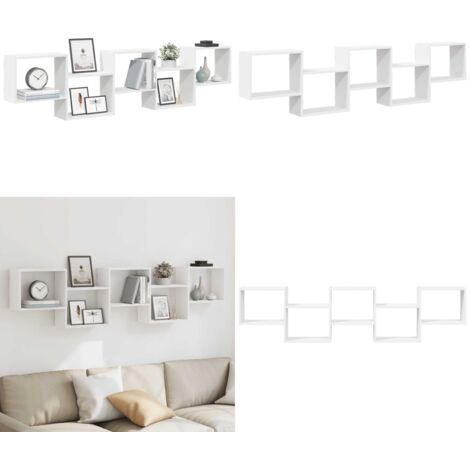 Estante cubo de pared 5 compartimentos madera ingeniería blanco - Estante de madera - Estante de 5 compartimentos
