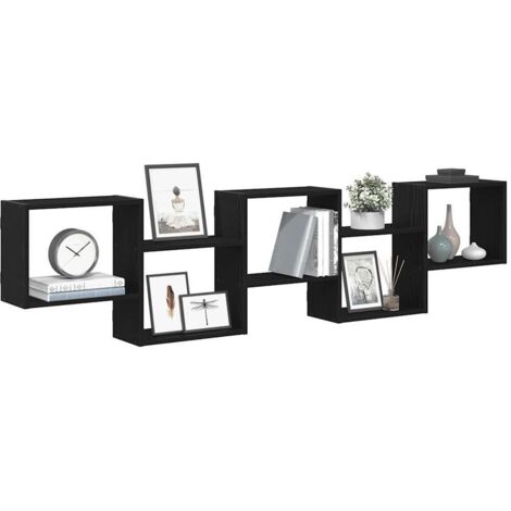 Estante cubo de pared 5 compartimentos madera ingeniería negro vidaXL