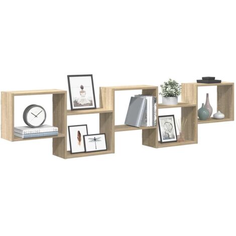 Estante cubo de pared 5 compartimentos madera roble