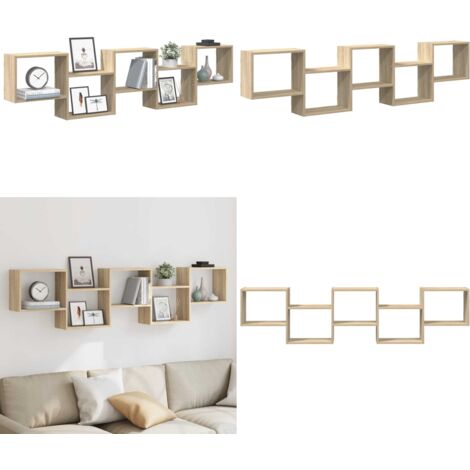 Estante cubo de pared 5 compartimentos madera roble Sonoma - Estante de madera - Estante de 5 compartimentos