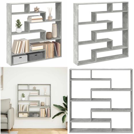 Estante cubo de pared 7 compartimentos madera gris hormigón - Estante de madera - Estante de 7 compartimentos