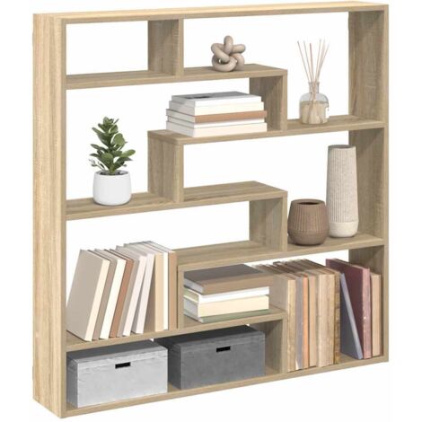 Estante cubo de pared 7 compartimentos madera roble