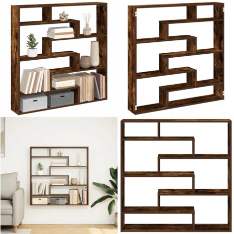 Estante cubo de pared 7 compartimentos madera roble ahumado - Estante de madera - Estante de 7 compartimentos
