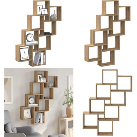 Estante cubo de pared madera ingeniería roble 90x15x119,5 cm - Estantería de madera - Estantería de ingeniería