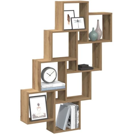 Estante cubo de pared madera ingeniería roble 90x15x119,5 cm vidaXL