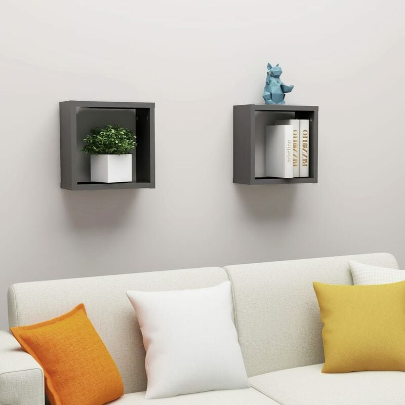 

Estante cubo pared 2 uds gris30x15x30 cm