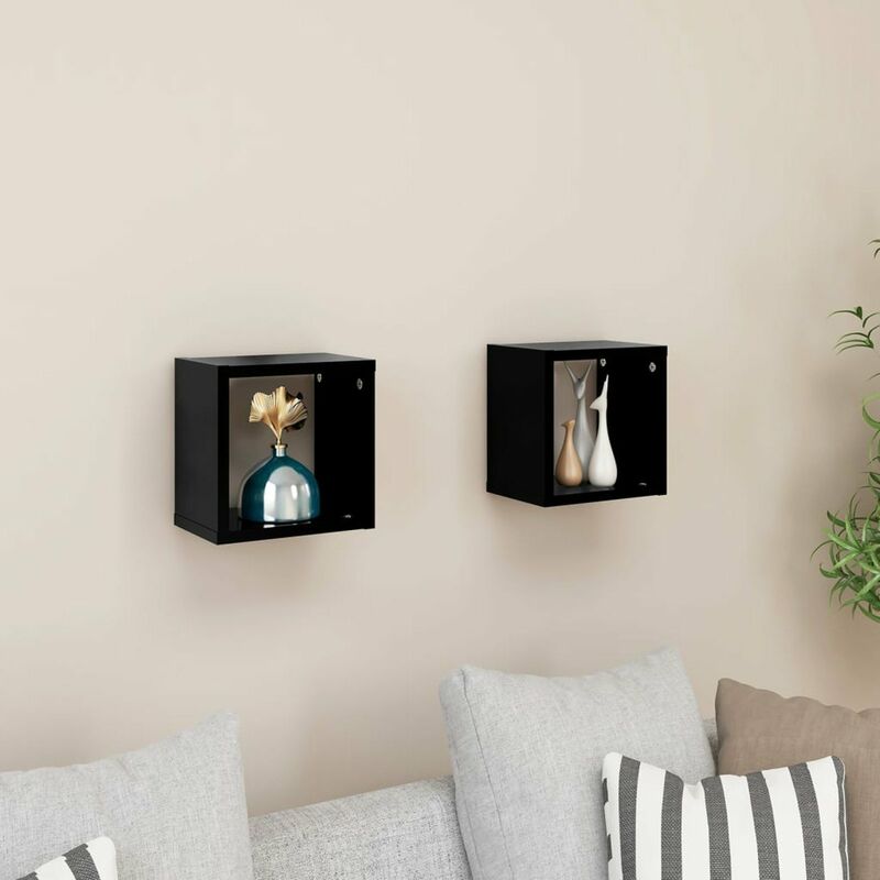 

Estante cubo pared 2 uds negro 22x15x22 cm