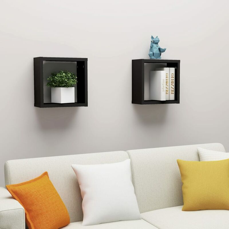 

Estante cubo pared 2 uds negro 30x15x30 cm