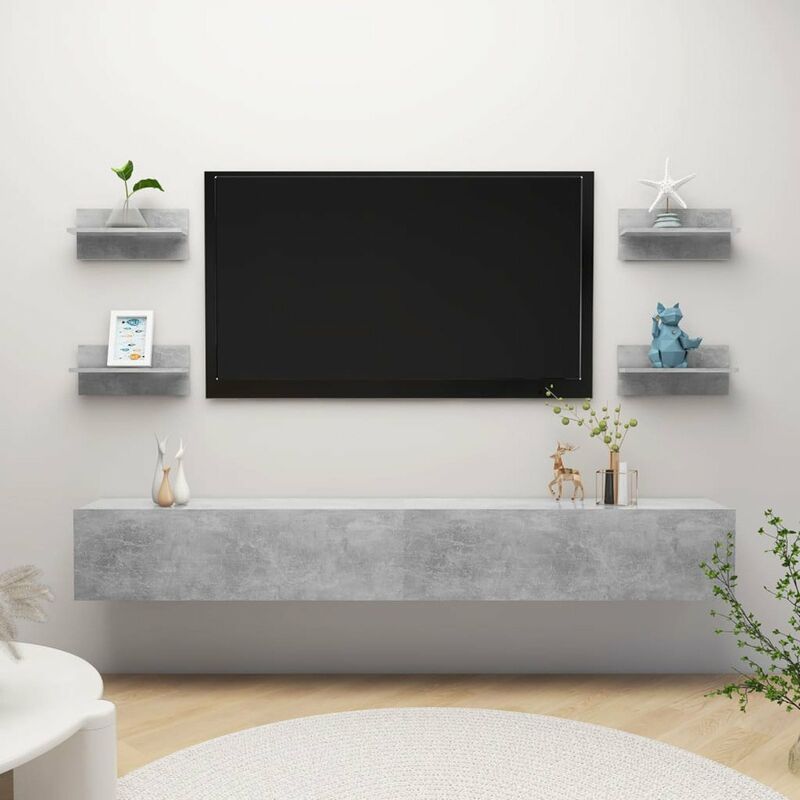 

Estante cubo pared 4 uds aglomerado gris hormigon 40x11,5x18cm