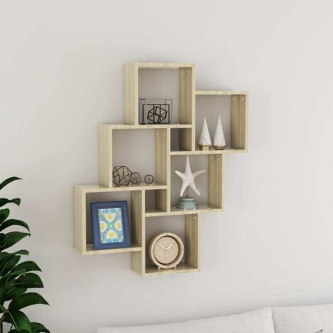 Estante cubo pared madera contrachapada roble  78x15x93cm
