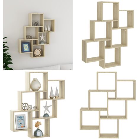 Estante cubo pared madera contrachapada roble Sonoma 78x15x93cm - Estante de madera - Estante de almacenamiento