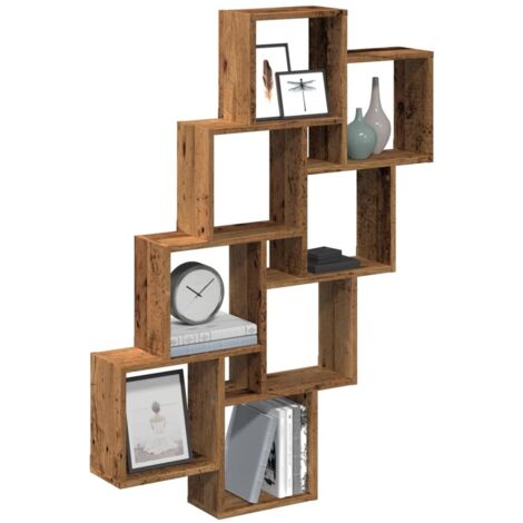 Estante cubo pared madera ingeniería envejecida 90x15x119,5 cm vidaXL