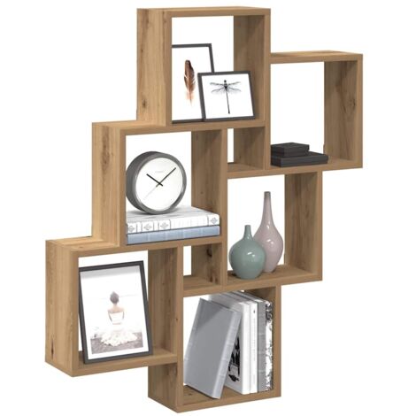 Estante cubo pared madera ingeniería roble artisan 78x15x93 cm