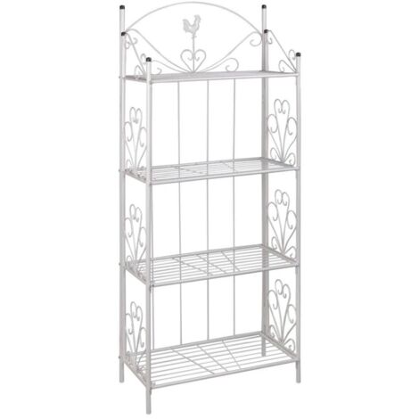 Estante de acero blanco de 4 niveles interior o exterior para plantas de flores 2702002