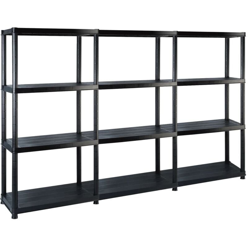 

Bh Design - Estante de almacenaje 4 niveles negro plástico 183x30,5x130 cm