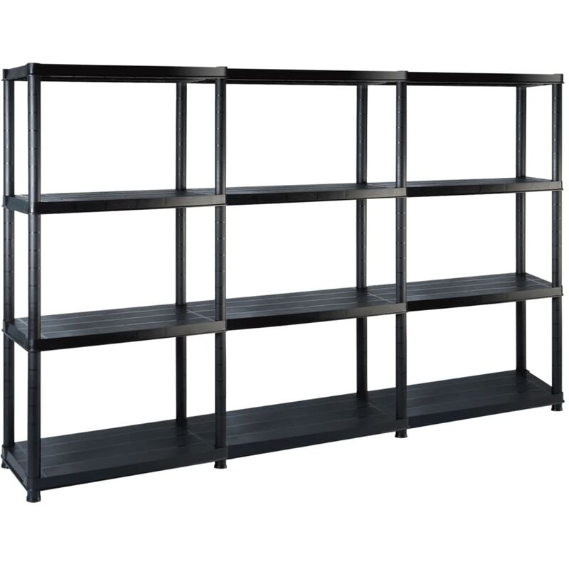 

Estante de almacenaje 4 niveles negro plástico 183x30,5x130 cm