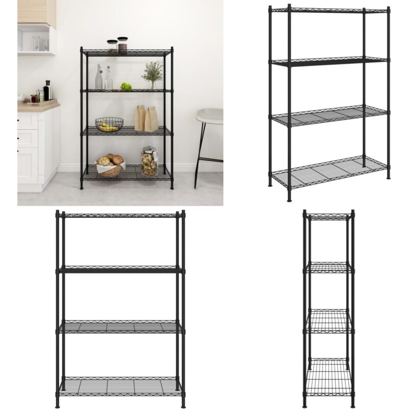 Estante de almacenamiento 4 niveles negro 90x35x137 cm 200 kg - Estante de hierro - Estante de cocina