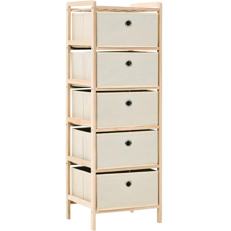 

Estante de almacenamiento 5 cestas tela y madera cedro beige