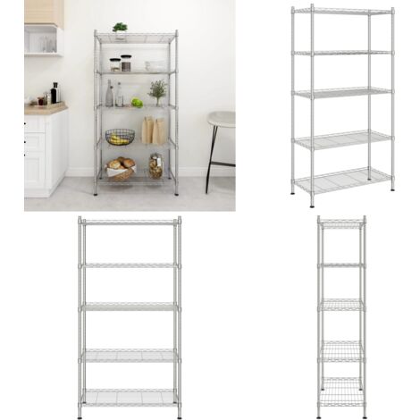Estante de almacenamiento 5 niveles cromado 90x35x180 cm 250 kg - Estante de hierro - Estante de cocina