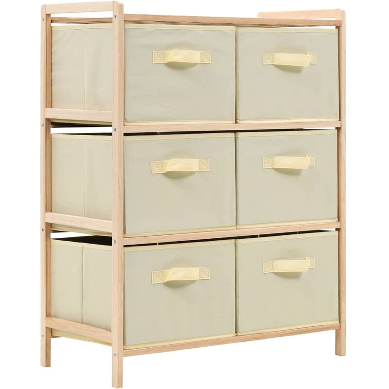 

Estante de almacenamiento 6 cestas tela y madera cedro beige