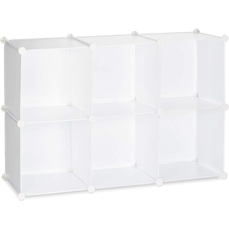 Estante de almacenamiento 6 taquillas de plástico modulares enchufe de montaje DIY en librería blanca 130001188