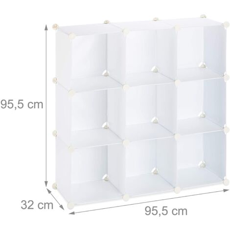Estante de almacenamiento 9 taquillas modulares Montaje DIY enchufe en librería plástico blanco negro 1300011892