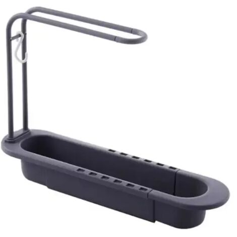 Estante de almacenamiento ajustable, estante telescópico para fregadero, escurridor de jabón, esponja, grifo, cesta, soporte para tela, organizador de accesorios de cocina B