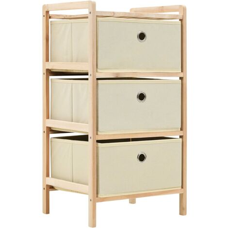 1/2/3/5x Estante de Almacenamiento Cestas Tela y Madera Cedro Beige