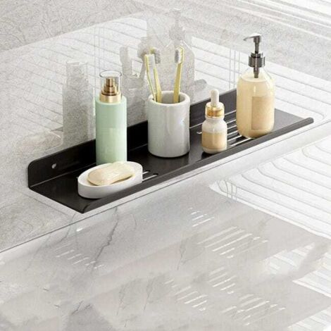 Estante de almacenamiento de 40 cm sin necesidad de taladrar, estante para grifo, montaje en pared para baño, organizador de lavabo de una sola capa