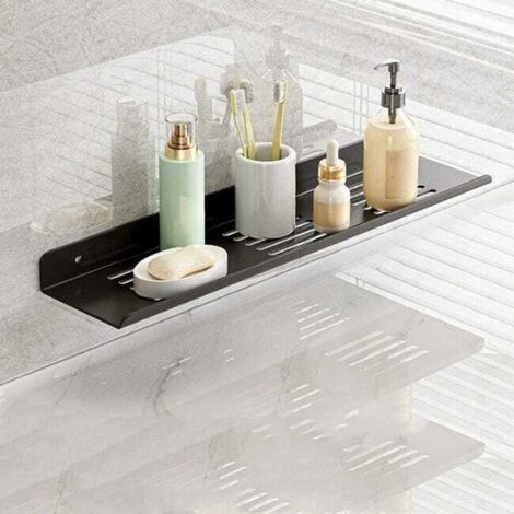 Estante de almacenamiento de 50 cm sin necesidad de taladrar, estante para grifo, montaje en pared para baño, organizador de lavabo de una sola capa