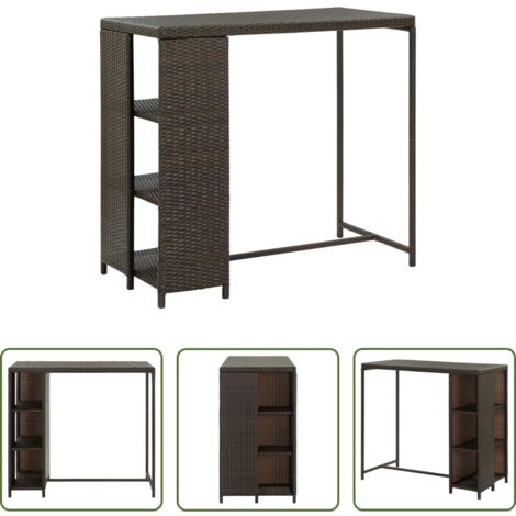 Estante de almacenamiento -  Mesa bar estante almacenaje 120x60x110cm ratán sintético marrón