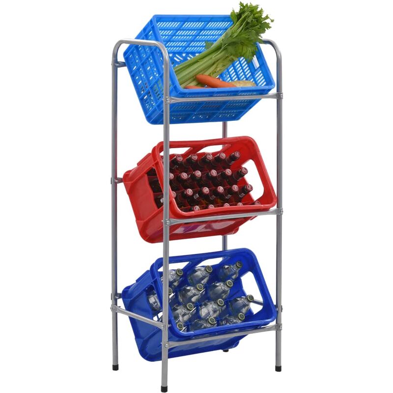 

Estante de almacenamiento para 3 cajas acero plata 50x33x116 cm - Plateado