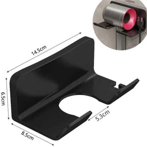 Estante de almacenamiento para secador de pelo, montado en la pared, estante de baño, estantes de almacenamiento, estantes para accesorios, soporte para cepillos de pelo, negro