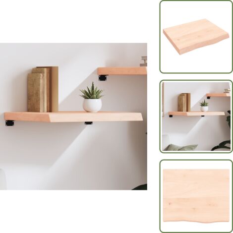Estante de almacenamiento - vidaXL Estante de pared madera maciza roble sin tratar 60x50x(2-6) cm - Estante de baño