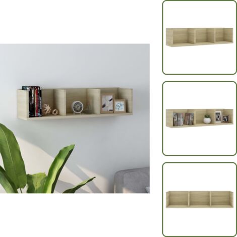Estante de almacenamiento - vidaXL Estante de pared para CD contrachapada color roble 75x18x18cm - Estantería para música