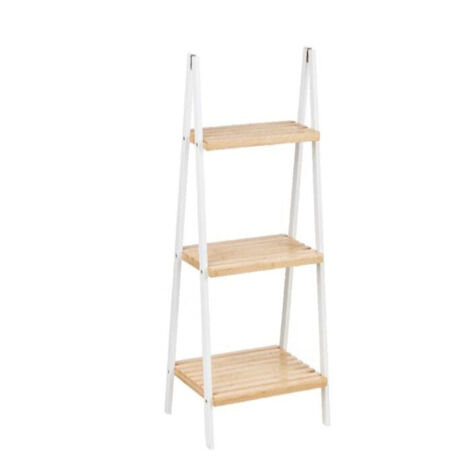Estante de bambú natural de 3 niveles, 40,3 x 81,5 x 30 cm, blanco