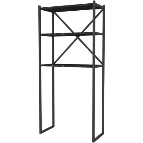 Estante de baño con 2 compartimentos de almacenamiento 160 x 66 x 34 cm mármol negro 030007000