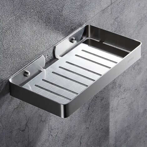 Estante de baño de acero inoxidable, cesta de ducha, estante de esquina, porta champú, estante de baño y cocina, accesorios, herrajes, plata