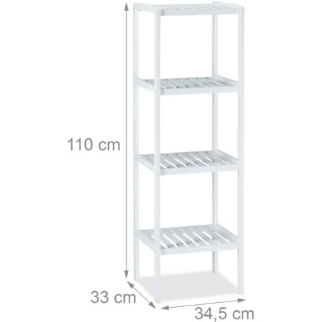 Estante de baño de bambú 4 niveles blanco 130001097