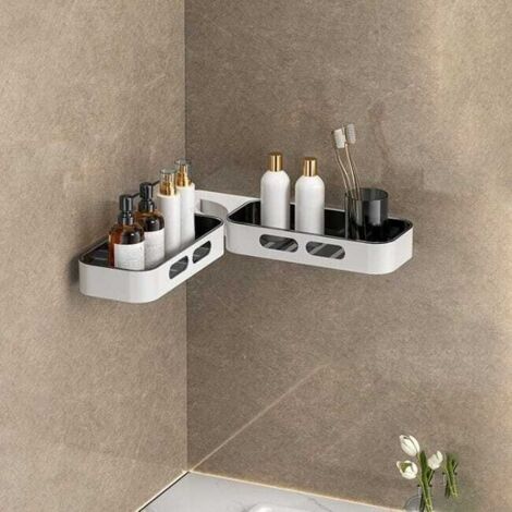 Estante de baño de pared giratorio 360° en ABS, blanco, 61,510,54 cm, fácil instalación y ahorra espacio.
