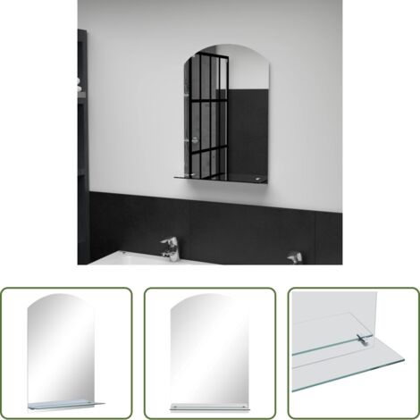 Estante de baño -  Espejo de pared con estante de vidrio templado 40x60 cm