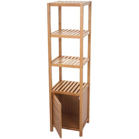 Estante de baño estante de almacenamiento con puerta de bambú 140x36x34cm 040001268