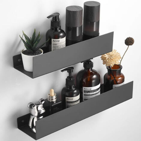 Estante de baño, estante de ducha sin taladrar, 2 piezas, soporte para champú, accesorio de ducha negro