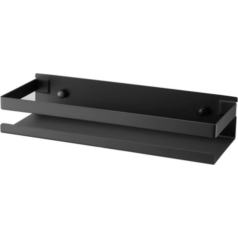 Estante de baño montado en la pared, accesorios de baño, 30cm, negro, moderno, cocina, ducha, champú, 1 ud.