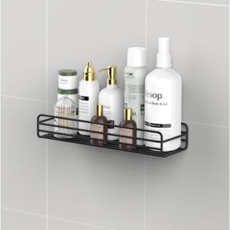 Estante de baño sin perforaciones, organizador de almacenamiento, estante de ducha montado en la pared, caja de almacenamiento, canasta de cocina, canasta de accesorios de baño, negro, B